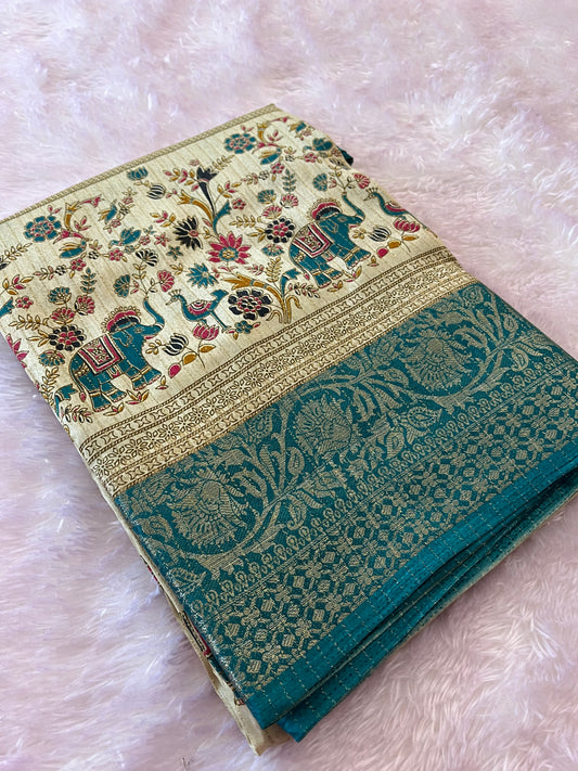 Tussar fancy saree printed