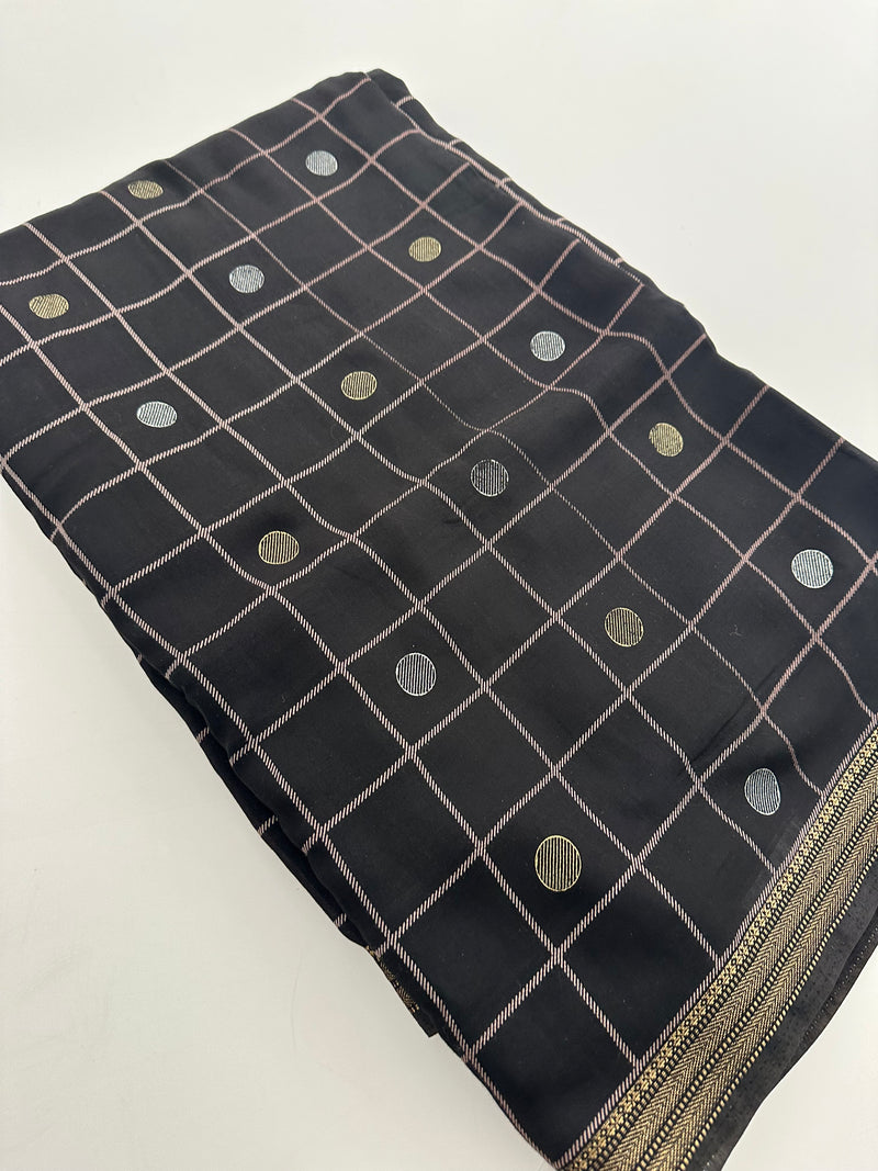 Chiffon Premium Soft Fabric Checkered and Coin Butta Prints -JU28