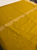 Venkatagiri fancy soft Linen Cotton sarees with self blouse and fancy Border and Butties all over 🌹-AU9
