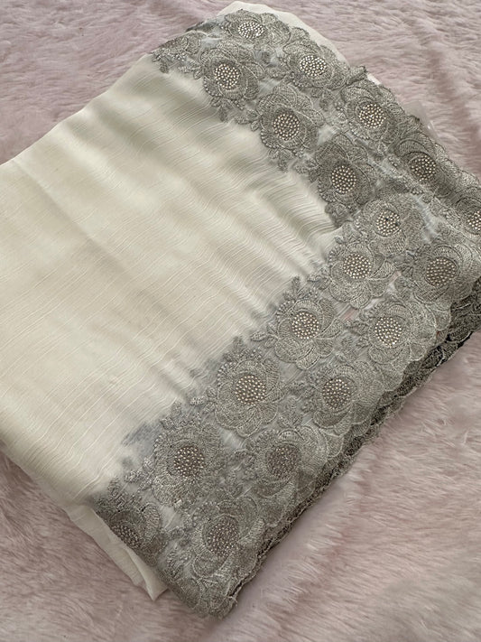 Soft Organza Silver Work-M12