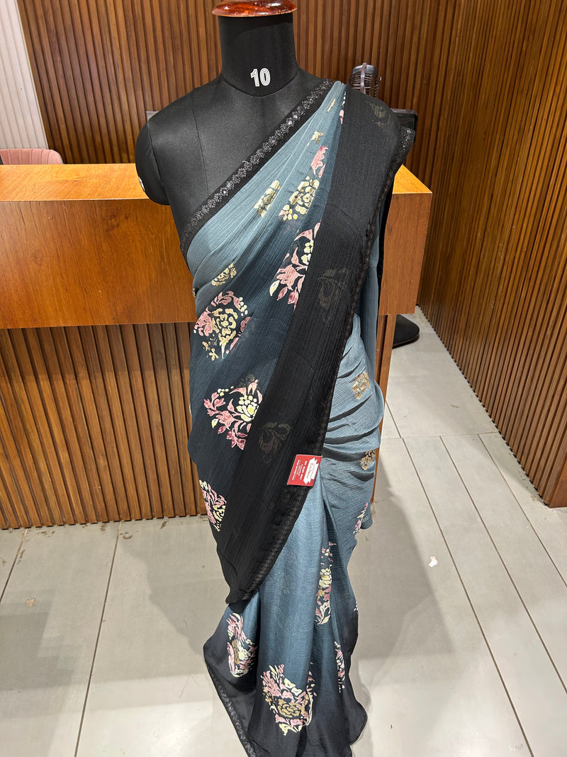 Premium daily wear printed chiffon sarees 🌹 JU26