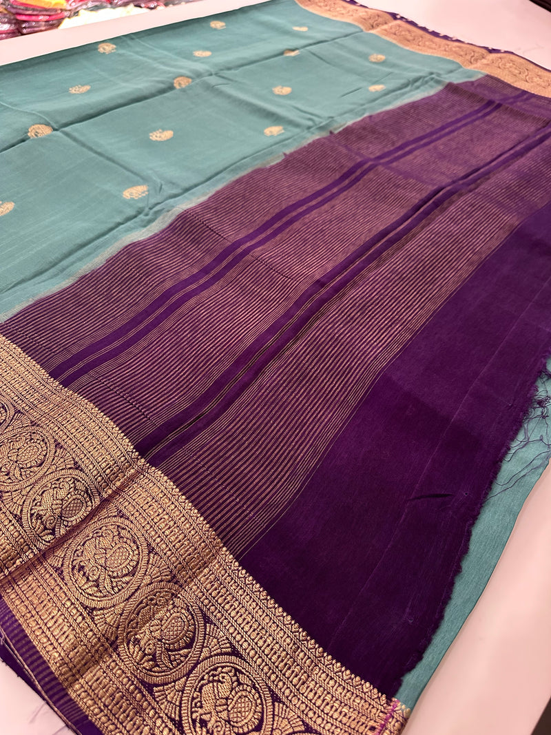 Tussar Fancy Saree in New Contrast Borders🌹- AU-17