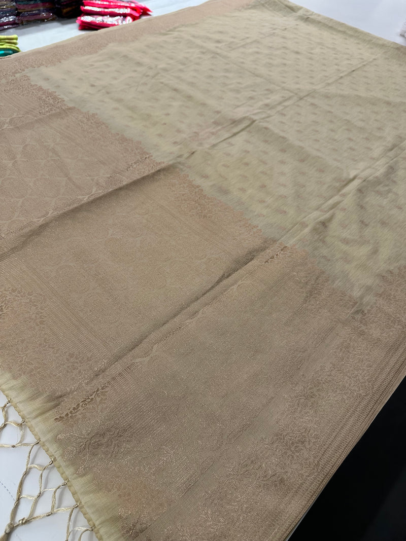 Venkatagiri fancy soft Linen Cotton sarees with self blouse and fancy Border and Butties all over 🌹-AU9