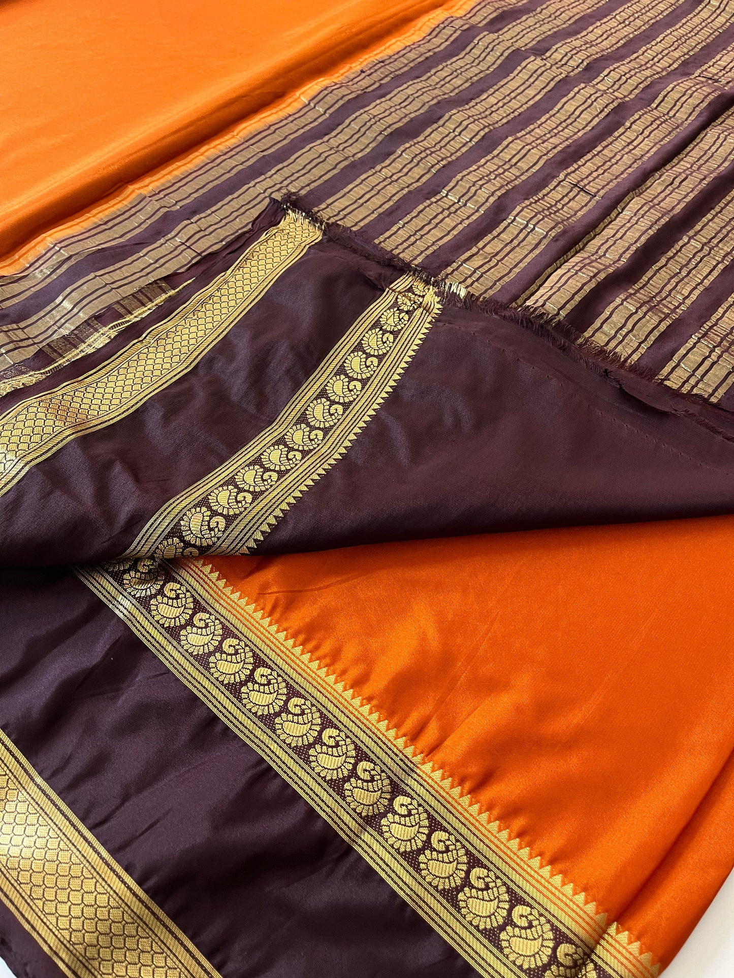 Rust orange x brown crape silk