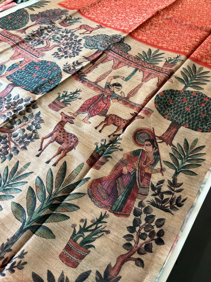 Premium Tussar Crape brocade