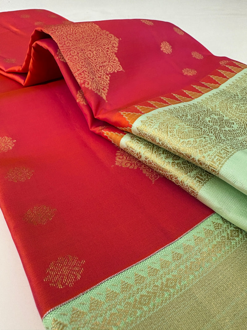 Silk Saree - Pink & Pista Green (CR21)