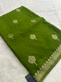 Olive Green Linen Heritage Designer Saree with Butta - AU18