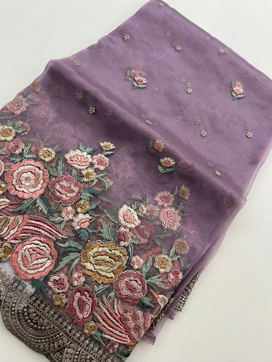 Embroidery Organza premium Saree