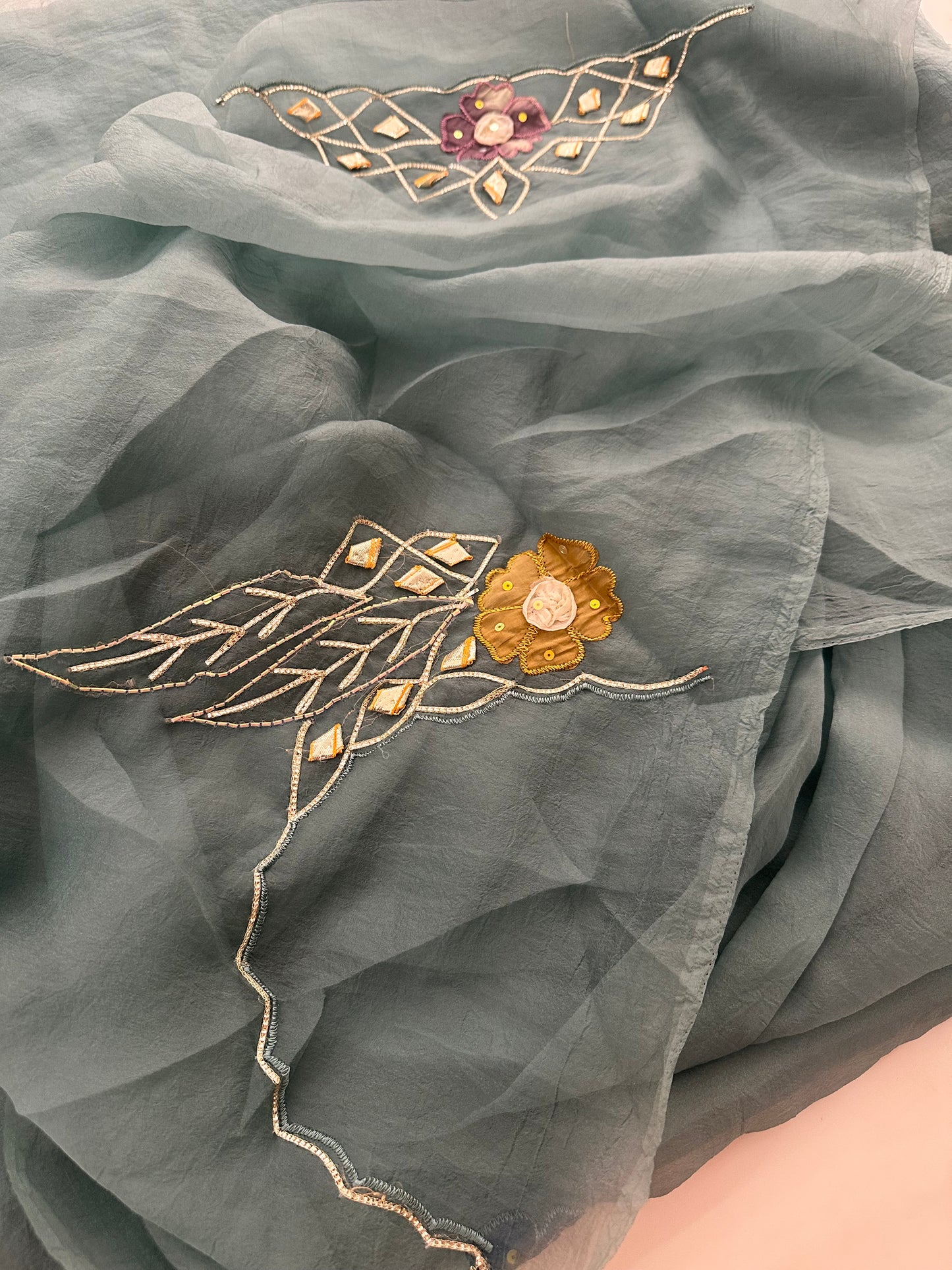Organza Appliqué Work saree -M27