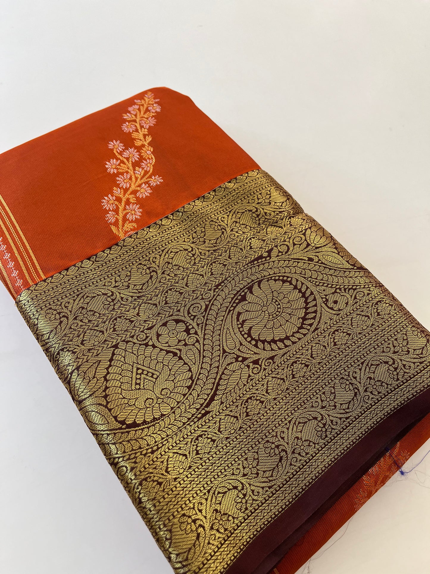 Rust orange x deep wine semi Pattu saree