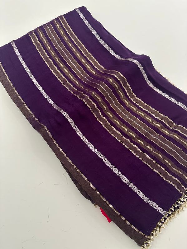 Cut Dana Work Border Chinnon Saree -AU7