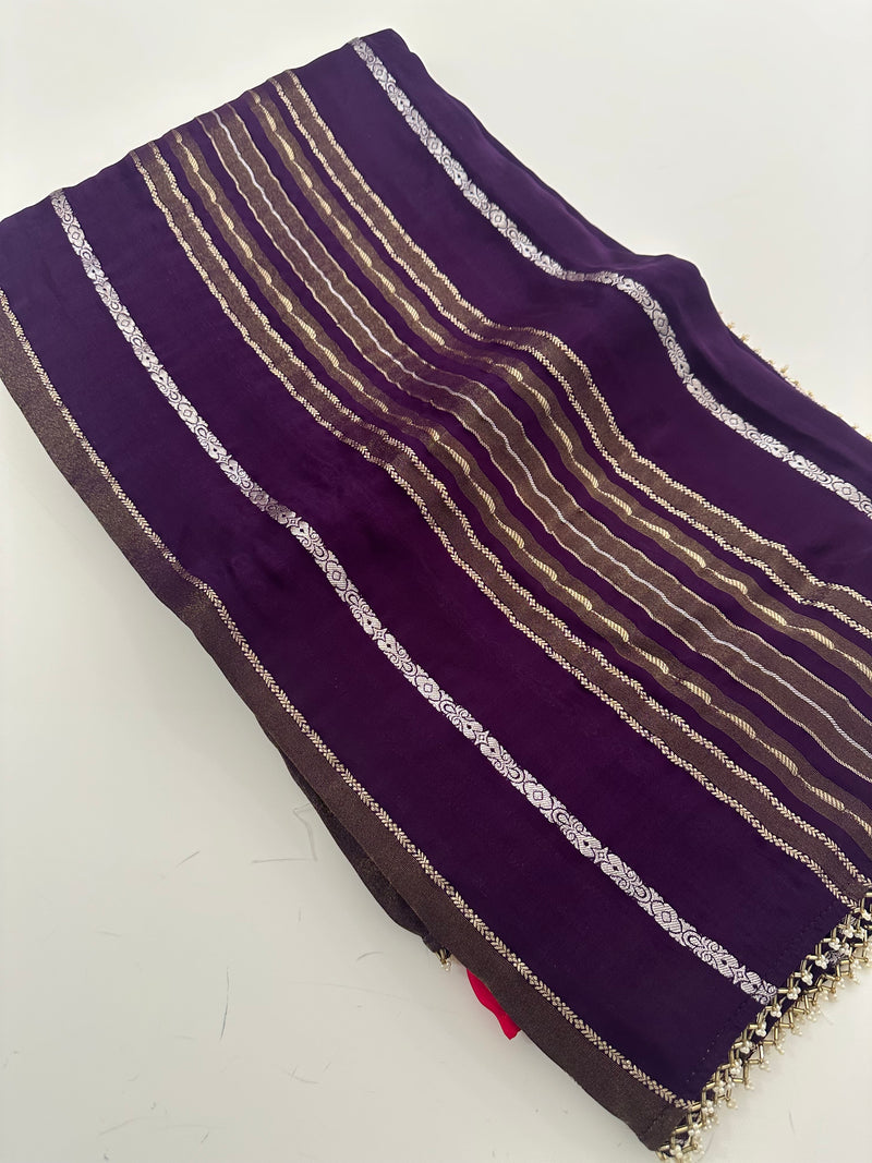 Cut Dana Work Border Chinnon Saree -AU6