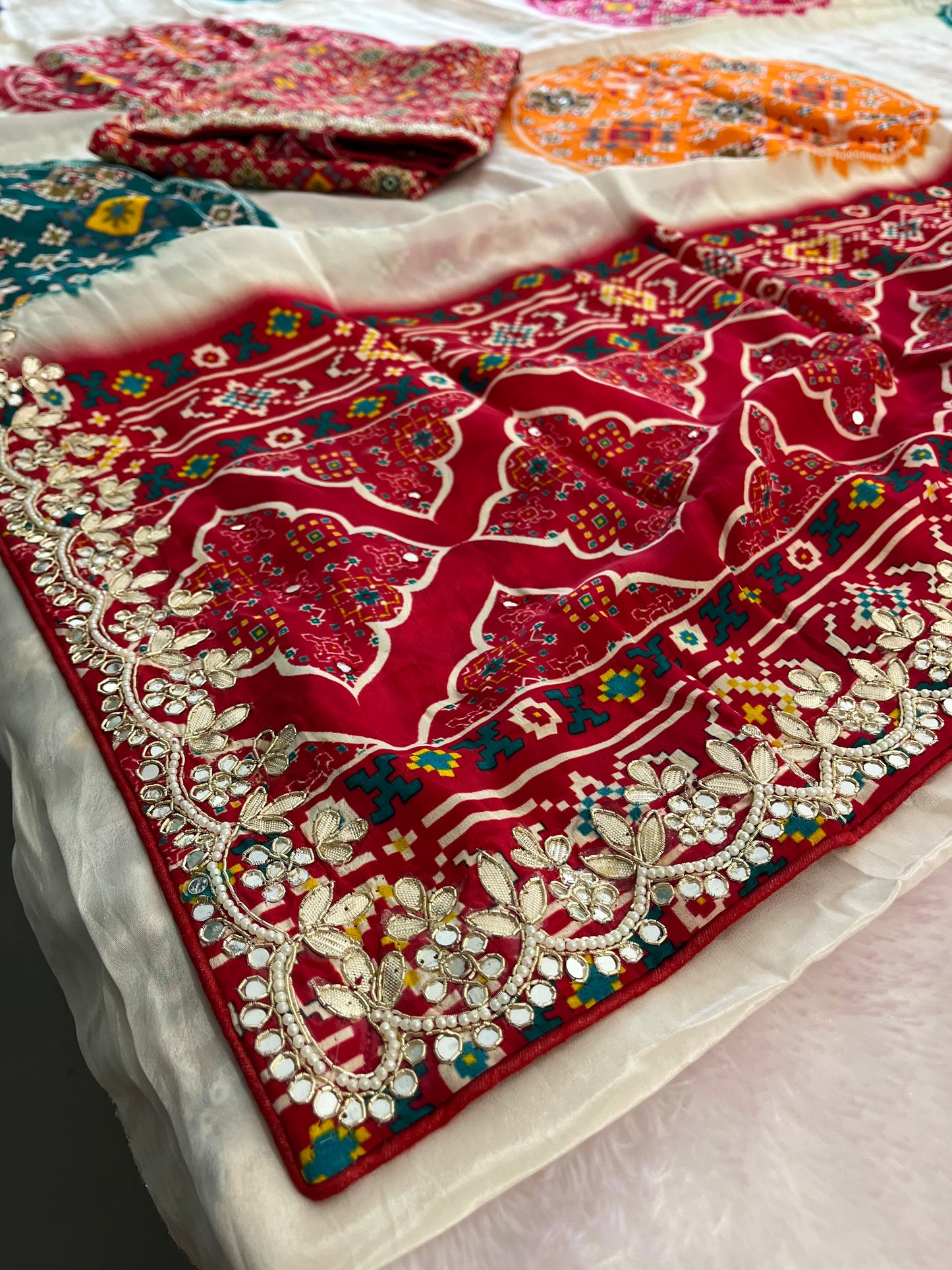 Bandhini Gota Work Gajji Silk Saree