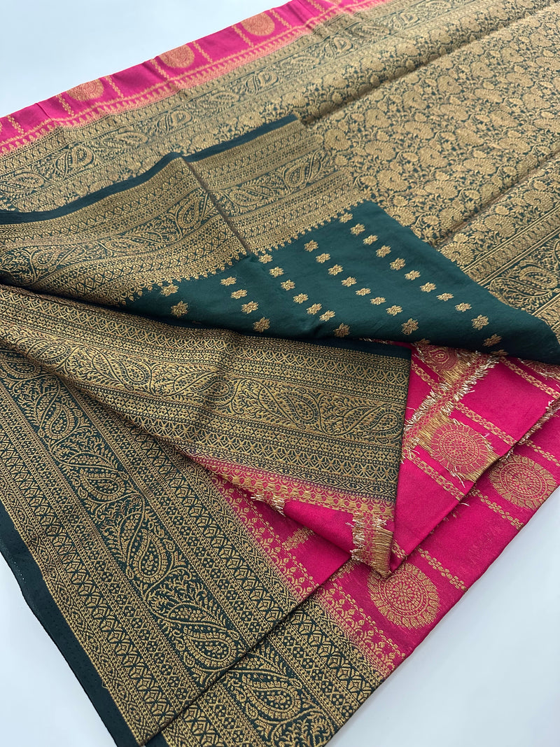 New collection in South Cotton Silk sarees for Varmahalaxmi with contrast matching blouse piece🌹-AU3