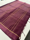 Purple X Lavender Kota Cotton Saree – Striped Pattern AU24