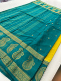 Vintage Semi Crepe Silk Saree with contrast butti blouse and mango border-Au15