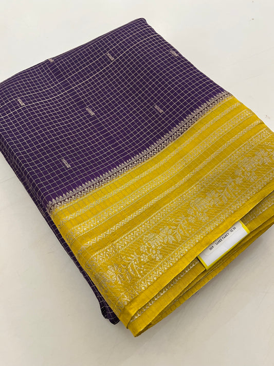 Banarasi viscose crape purple micro checks butties