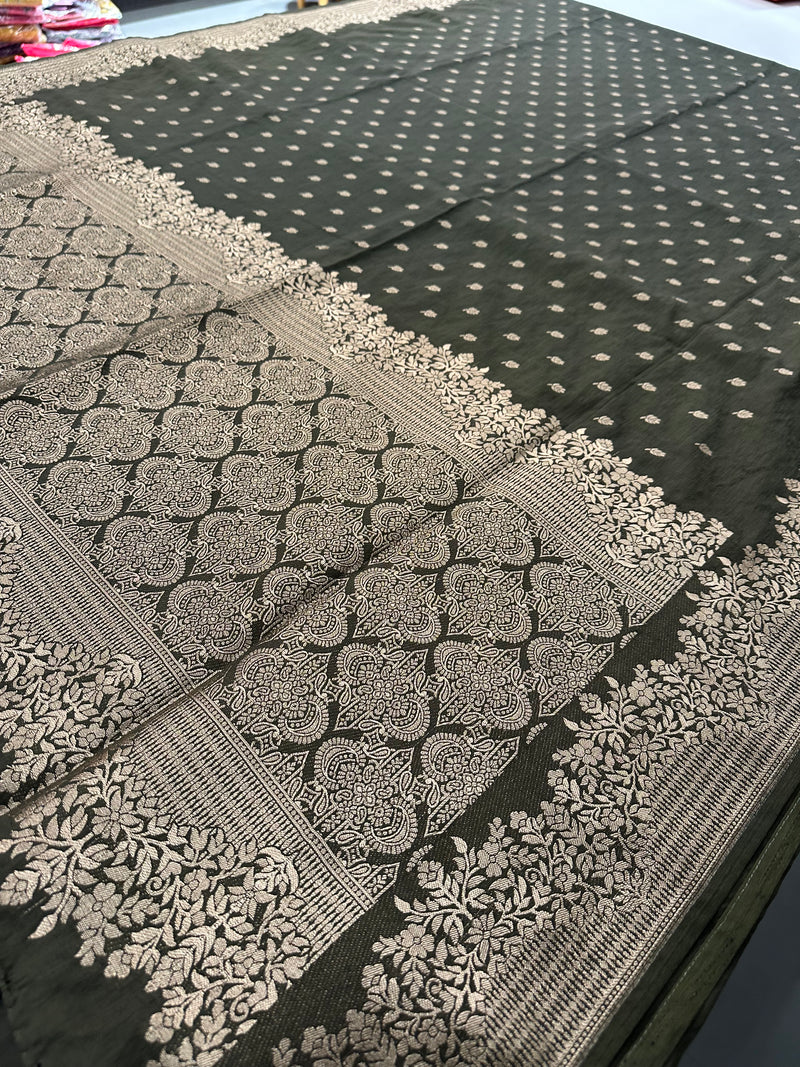 Venkatagiri fancy soft Linen Cotton sarees with self blouse and fancy Border and Butties all over 🌹-AU9