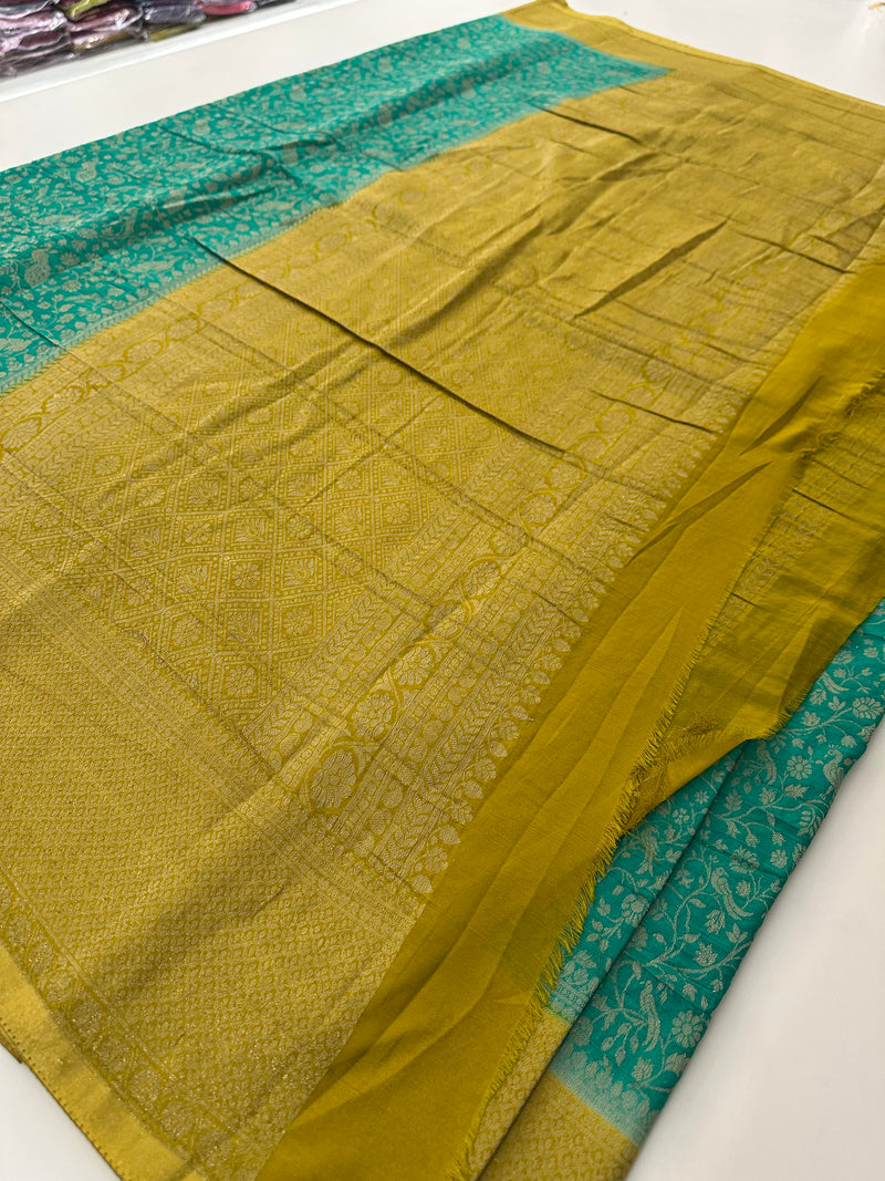 Heavy Brocade FancyCrush Georgette Fancy Saree,, Contrast Blouses-JU23