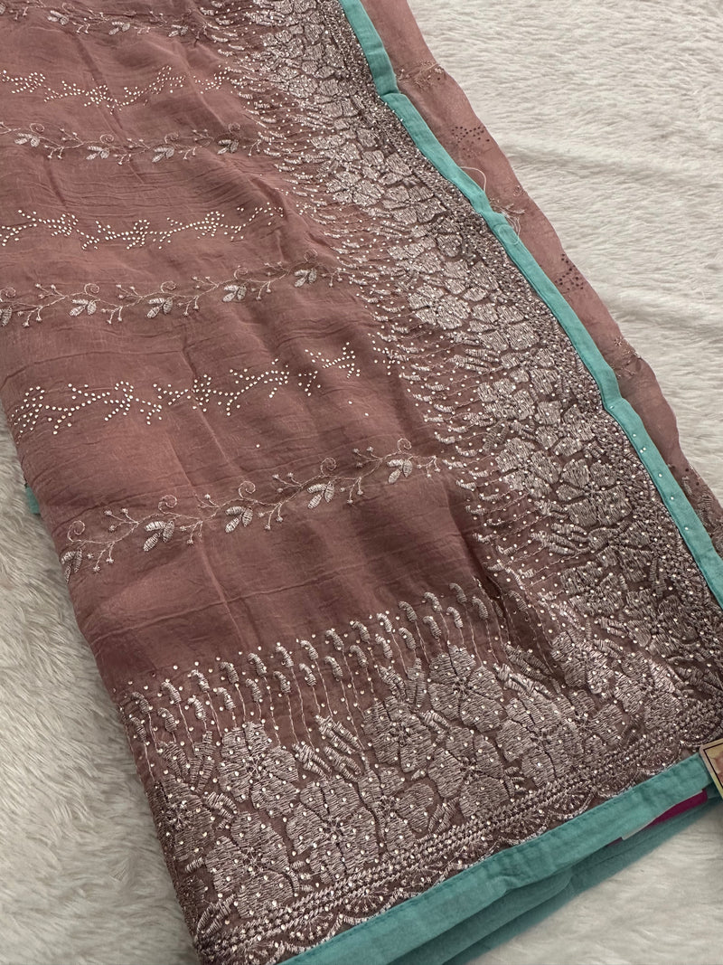 Work Organza Saree-JU12