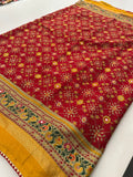 Crush Patola Bandhini Saree – Red X Yellow AU24