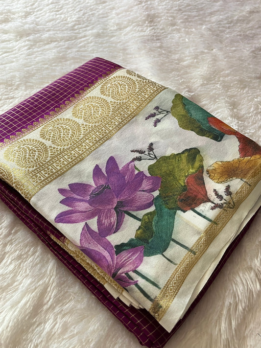 Designer Printed Crape Silk