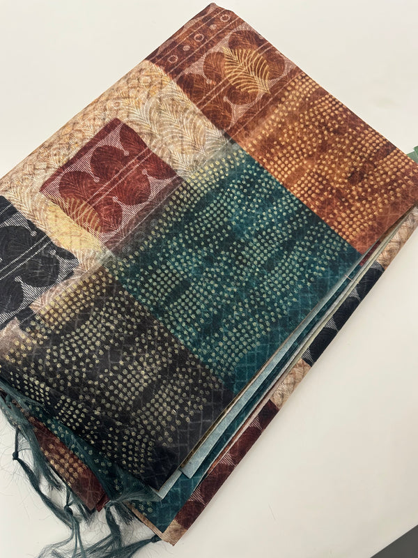 Digital Printed ButterSilk Saree-JU4