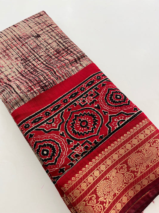 Bagru print fancy saree