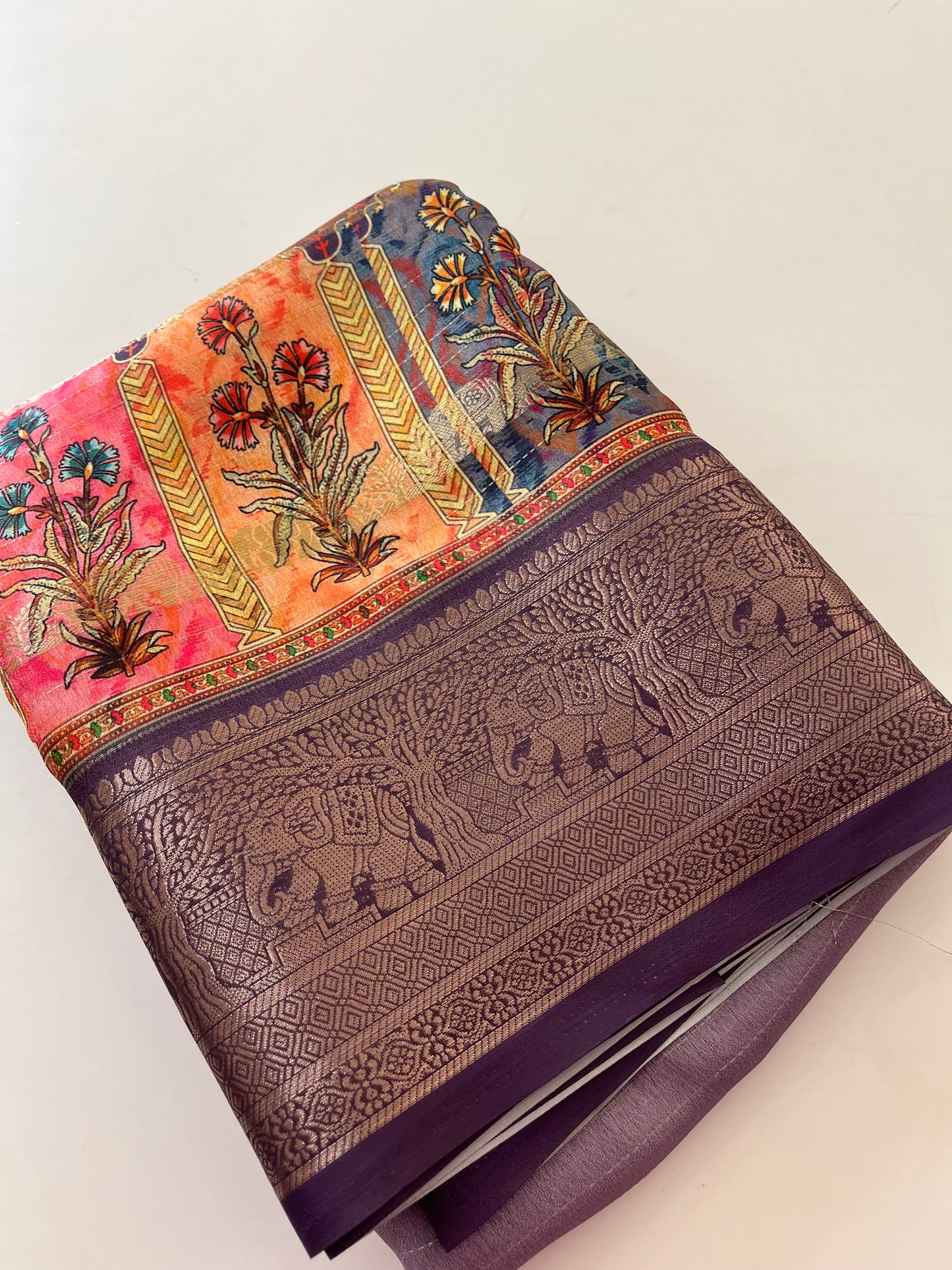 Printed Tussar silk