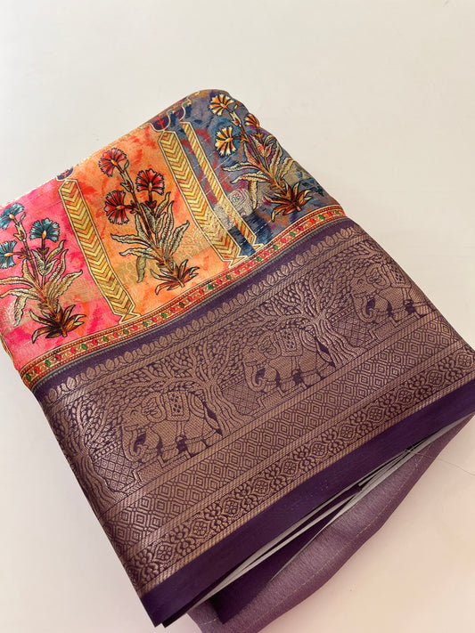 Printed Tussar silk