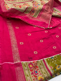 Crush Patola Bandhini Saree – Olive X Pink AU24