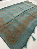 Jute Tussar Designer Sarees beautiful colour combinations🌹-AU9