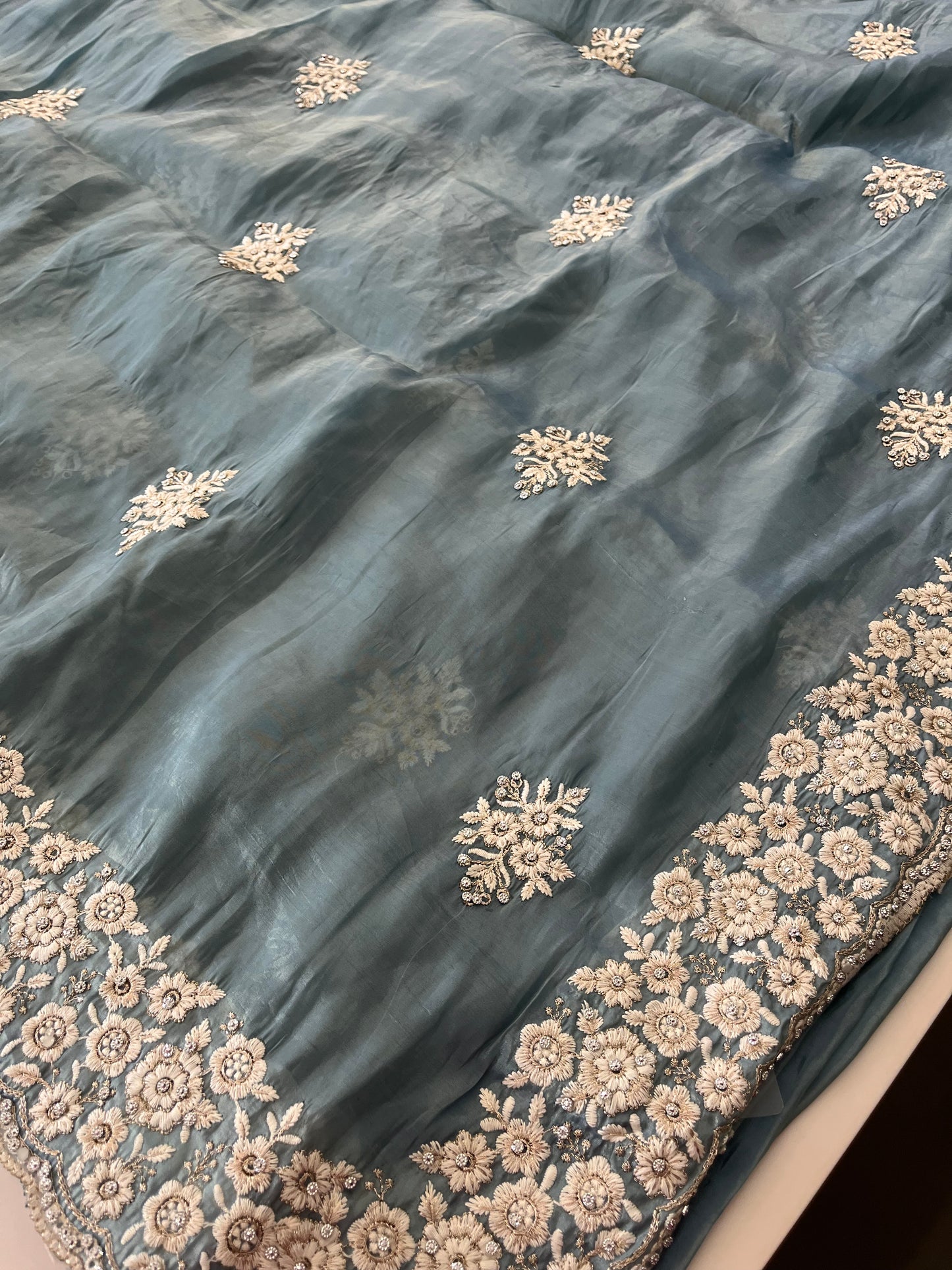 Soft organza fancy embroidery work