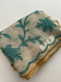 Appliqué work linen sarees🌹 -AU5