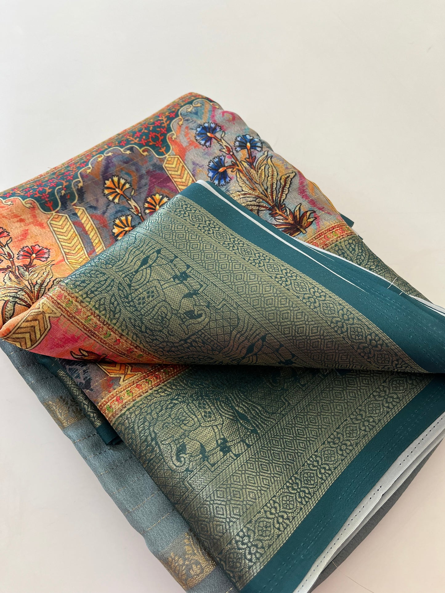 Printed Tussar silk