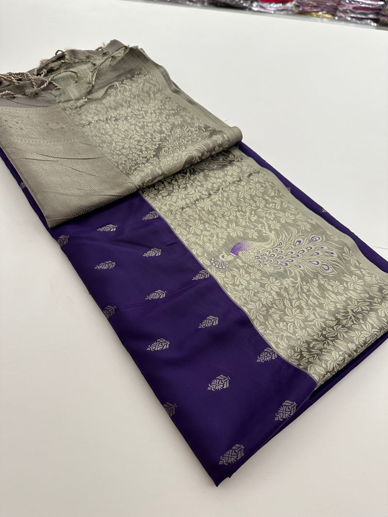 New Semi Soft silk Sarees From Kanchi in beatiful Borders -JU20