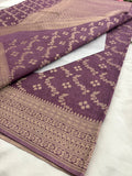 Rust Heritage Linen Designer Saree with Butta Design 🌹-AU2