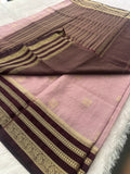Semi Crepe Checks Saree - Pastel Pink x Wine AU25