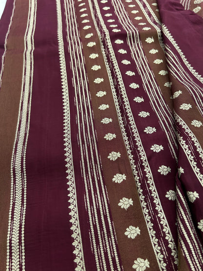 DESIGNER PARTYWEAR SAREE WITH CONTRAST BLOUSE-WINE X RED