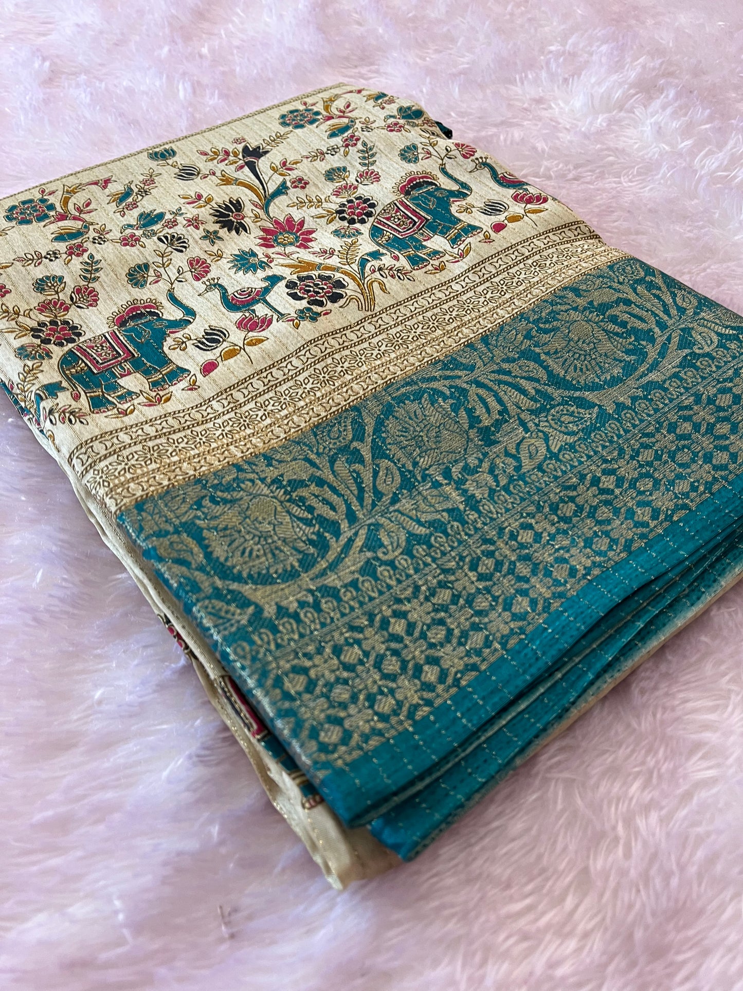 Tussar fancy saree printed