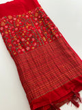 Katha And Jari Border Embroidery Sarees,, Fabric-Crepe Tussar,, Katha Style Blouse Piece🌹-JU30