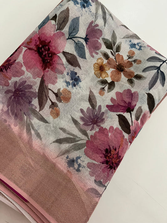 Ju7 Digital soft cotton printed saree