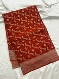 Rust Heritage Linen Designer Saree with Butta Design 🌹-AU2