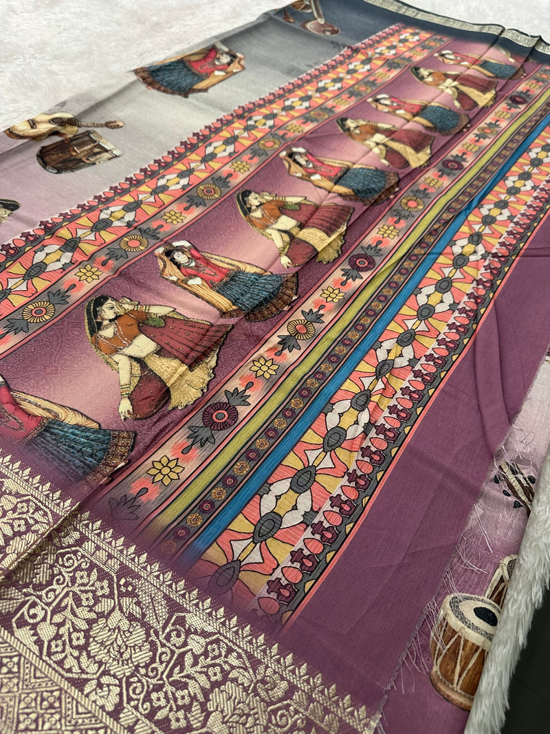 Kalamkari Printed Crape-JU14