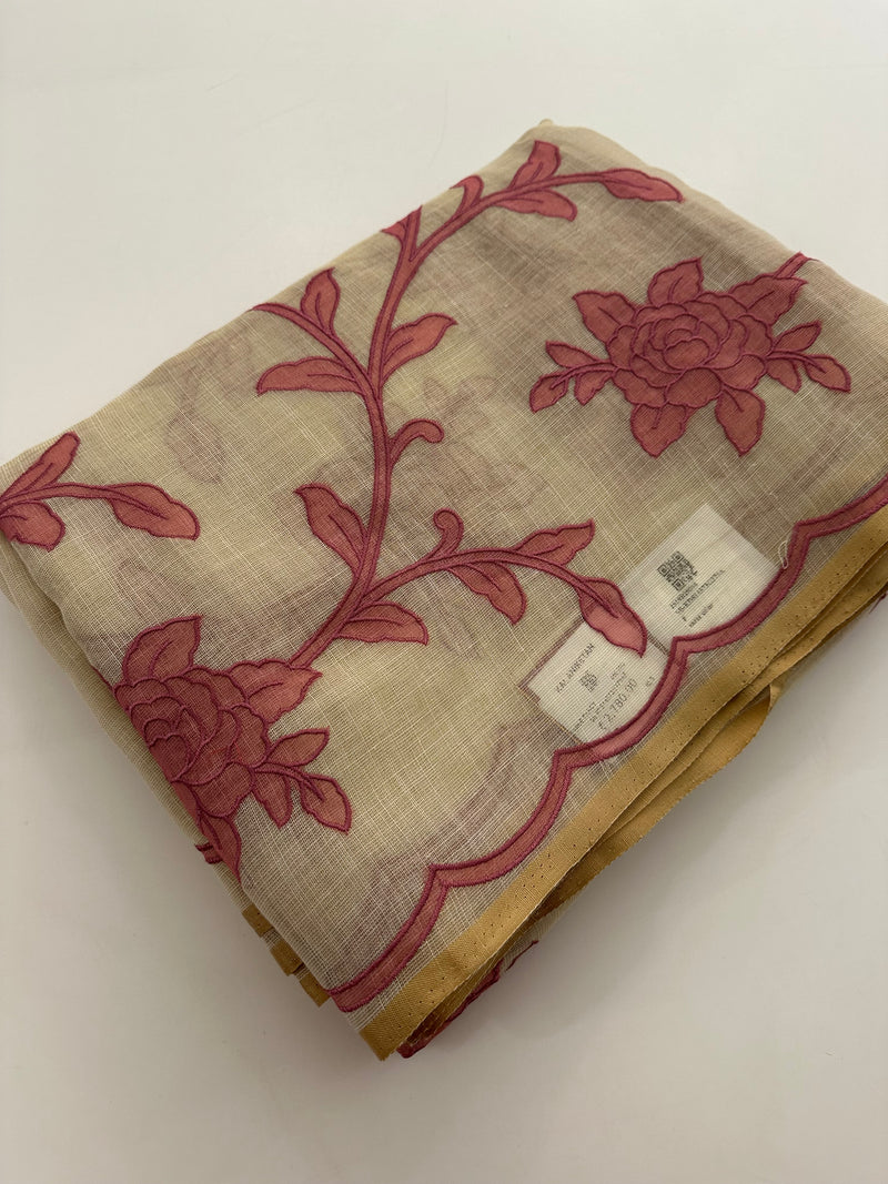 Appliqué work linen sarees🌹 -AU5