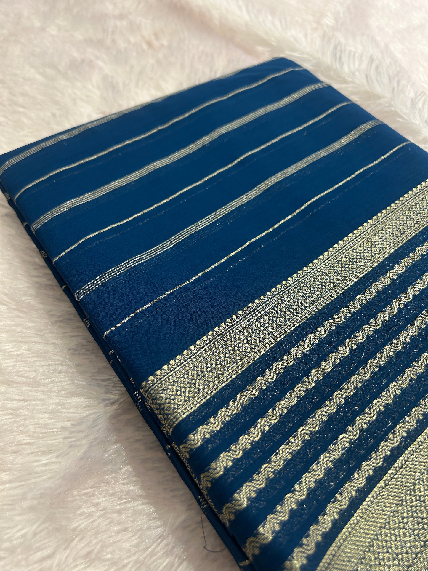 Striped All Self Semi Mysore Silk