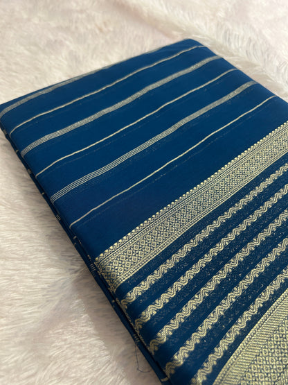 Striped All Self Semi Mysore Silk