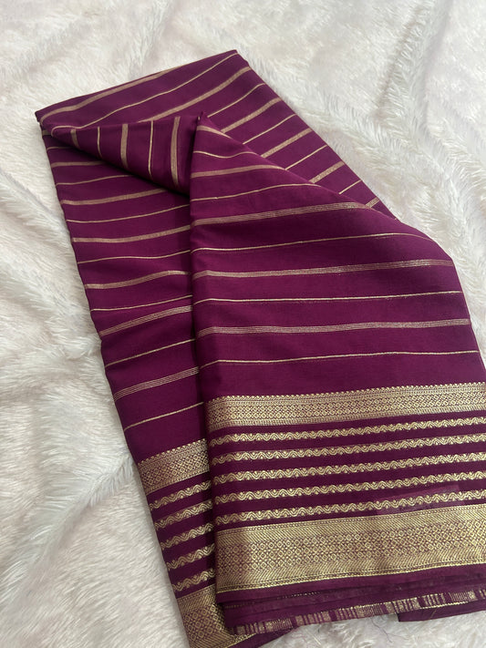 Striped All Self Semi Mysore Silk