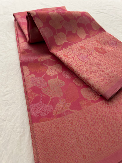 Floral baby pink soft silk saree-JAN2