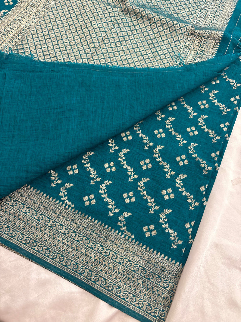 Rust Heritage Linen Designer Saree with Butta Design 🌹-AU2